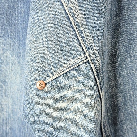 Rocawear RocDenimCorp Vintage 90s Denim Jacket w/ Yellow & White Embroidery SZ M - Picture 12 of 13